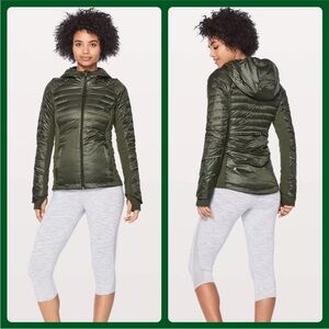 LULULEMON DOWN FOR A RUN JACKET Gator Green SIZE 4